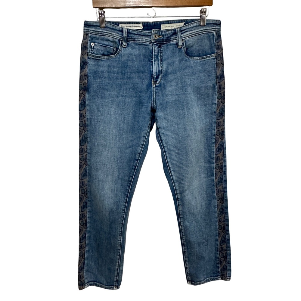 Pilcro Anthropologie Slim Boyfriend Jeans Womens 30 Snake Print Trim Denim Edgy